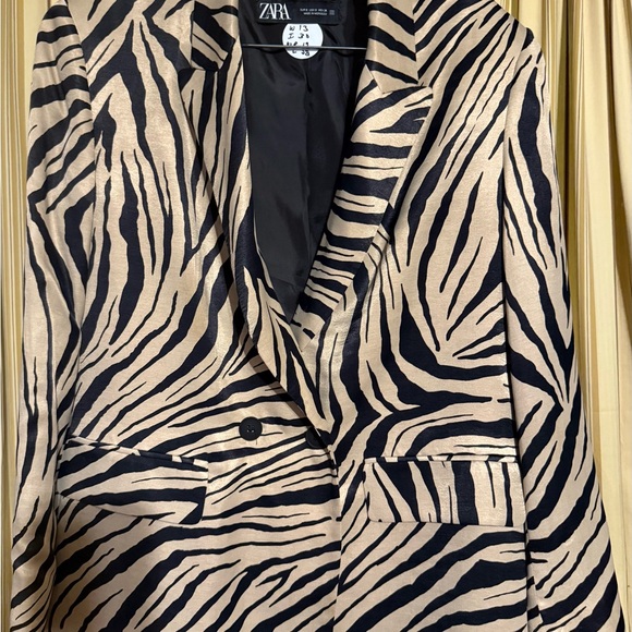 Zara Jackets & Blazers - Zara Black and Beige Zebra Print Blazer